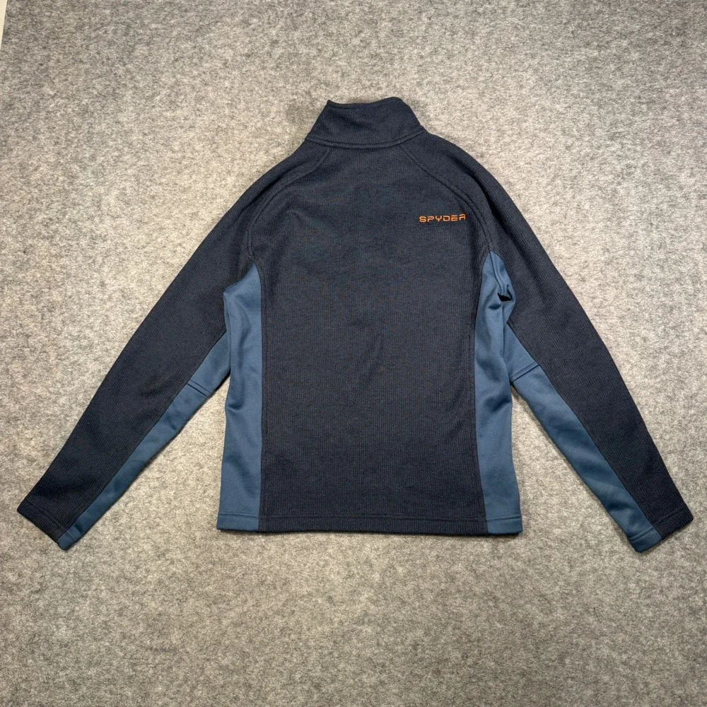 Spyder Mens Blue Waffle Knit Quarter Zip Pullover Sweater Fleece 1299048 Small